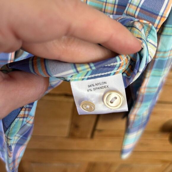 Peter Millar Womens Size Small Colorful Plaid Golf Pride Button Front Shirt Blue - Picture 3 of 5